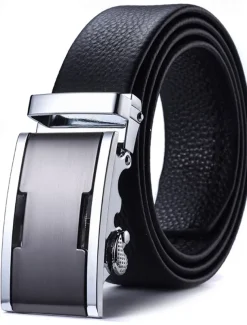 Men's Leather Belt Ratchet Belt Silver Gold Dermis Retro Traditional Plain Daily Wear Going out Weekend