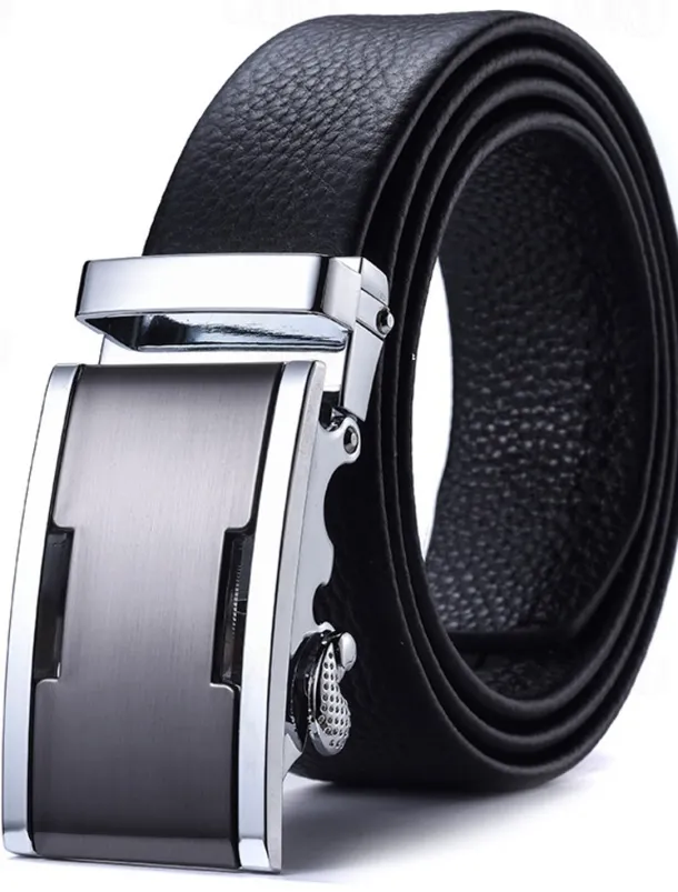 Men's Leather Belt Ratchet Belt Silver Gold Dermis Retro Traditional Plain Daily Wear Going out Weekend