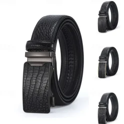 Men's Leather Belt Tactical Belt Black 1# Black 2# Cowhide Plain Daily Wear Going out Weekend