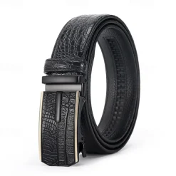Men's Leather Belt Tactical Belt Black 1# Black 2# Cowhide Plain Daily Wear Going out Weekend