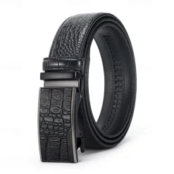 Men's Leather Belt Tactical Belt Black 1# Black 2# Cowhide Plain Daily Wear Going out Weekend