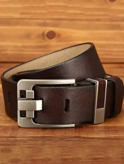 Men's Leather Belt with Stylish Metal Buckle – Durable and Adjustable for Casual & Formal Wear