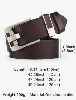 Men's Leather Belt with Stylish Metal Buckle – Durable and Adjustable for Casual & Formal Wear