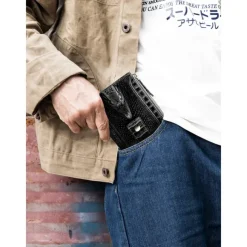 Men's leather crocodile patterned top layer cowhide zippered wallet with horizontal multi slot thickened photo album anti-theft brush wallet