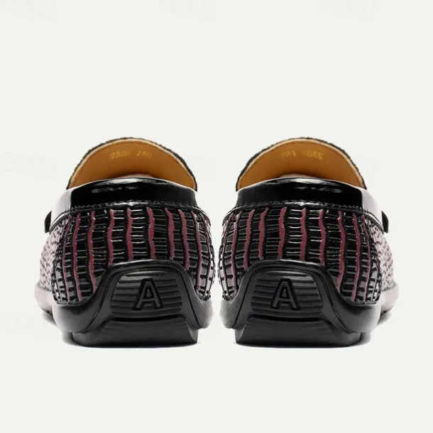 Men's Leather Crocodile Pattern Loafers – Fashion Slip-On Dress Shoes with Buckle Detail for Formal and Casual Occasions