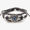 Men's Leather Evil Eye Bracelet with Vintage Metal Accents – Bohemian Protection Jewelry