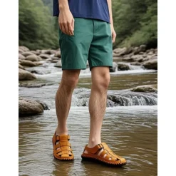 Men's Leather Fisherman Sandals – Breathable Handmade Casual Outdoor Beach Shoes