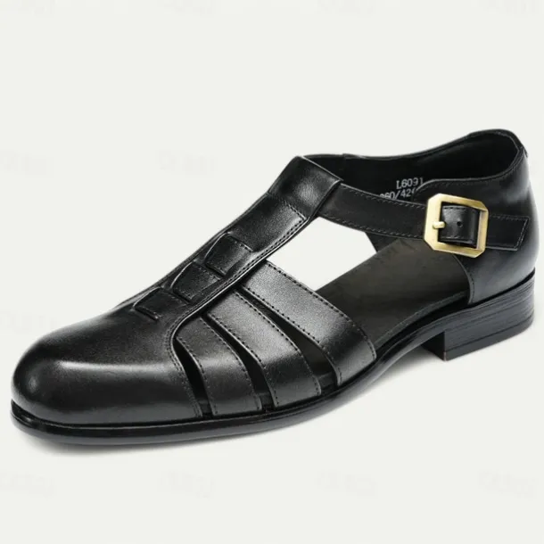 Men's Leather Fisherman Sandals - Breathable Summer Closed-Toe Sandals for Casual & Outdoor Wear