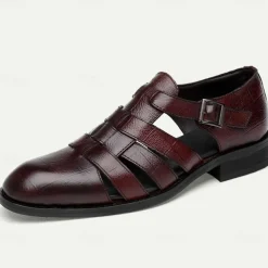 Men's Leather Fisherman Sandals - Stylish Closed-Toe Dress Shoes with Buckle for Formal and Casual Wear