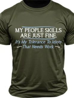 Men's Letter Funny T Shirt Tee Top 100% Cotton Short Sleeve Graphic Shirt Black Dark Grey Army Green Comfortable Tee Street Sports Outdoor Fashion Designer Clothing