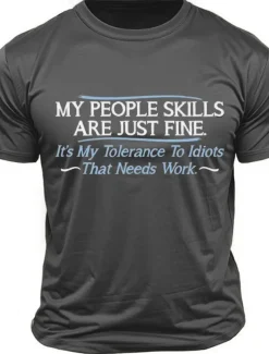 Men's Letter Funny T Shirt Tee Top 100% Cotton Short Sleeve Graphic Shirt Black Dark Grey Army Green Comfortable Tee Street Sports Outdoor Fashion Designer Clothing