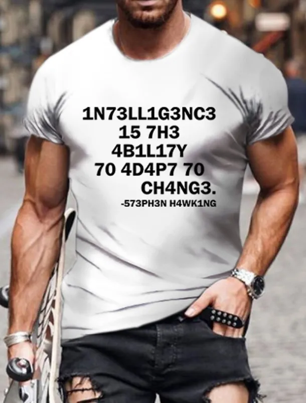 Men's Letter Graphic Prints Funny T Shirt Graphic Tee 100% Cotton Short Sleeve Graphic Shirt Wine Black White Comfortable Tee Vacation Street Fashion Designer Clothing