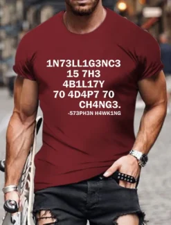 Men's Letter Graphic Prints Funny T Shirt Graphic Tee 100% Cotton Short Sleeve Graphic Shirt Wine Black White Comfortable Tee Vacation Street Fashion Designer Clothing