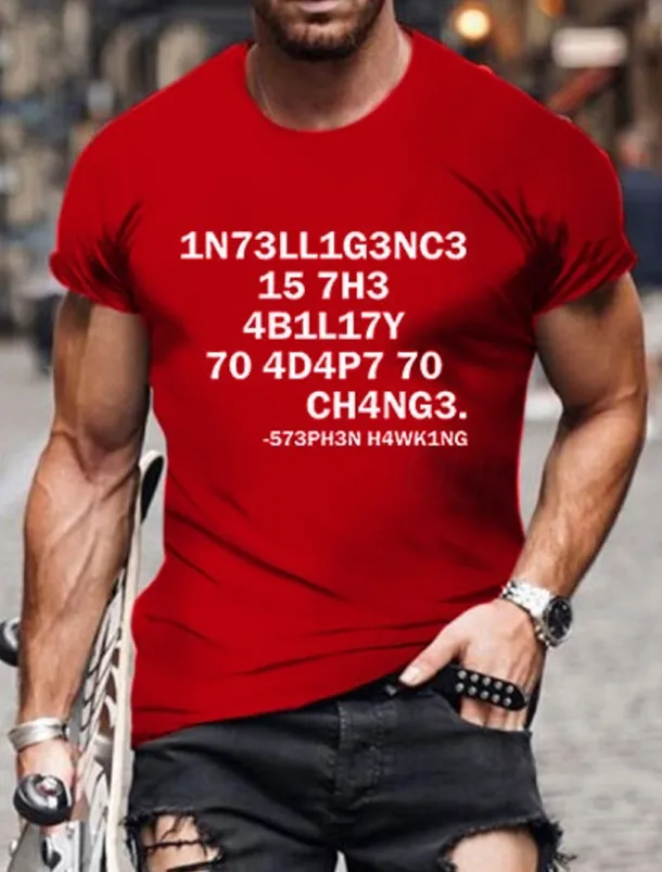 Men's Letter Graphic Prints Funny T Shirt Graphic Tee 100% Cotton Short Sleeve Graphic Shirt Wine Black White Comfortable Tee Vacation Street Fashion Designer Clothing