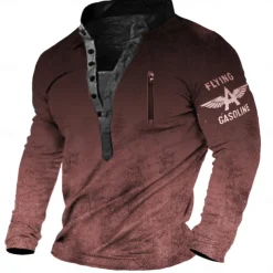 Men's Letter Graphic Prints Sweatshirt Pullover Long Sleeve Sweatshirt Standing Collar Henley Collar Vintage Streetwear Designer 3D Print Casual Daily Sports Zipper Fall Spring & Summer