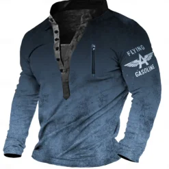 Men's Letter Graphic Prints Sweatshirt Pullover Long Sleeve Sweatshirt Standing Collar Henley Collar Vintage Streetwear Designer 3D Print Casual Daily Sports Zipper Fall Spring & Summer