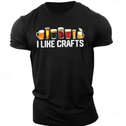 Men's Letter Printed Beer T Shirt Tee Top Cotton Short Sleeve Graphic Shirt Black White Comfortable Tee Street Sports Outdoor Fashion Designer Clothing