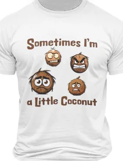 Men's Letter Printed Coconut Funny Hawaiian T Shirt Tee Top 100% Cotton Short Sleeve Graphic Shirt Black White Army Green Comfortable Tee Vacation Street Fashion Designer Clothing