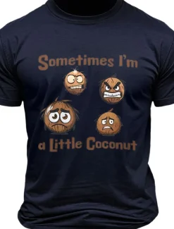 Men's Letter Printed Coconut Funny Hawaiian T Shirt Tee Top 100% Cotton Short Sleeve Graphic Shirt Black White Army Green Comfortable Tee Vacation Street Fashion Designer Clothing