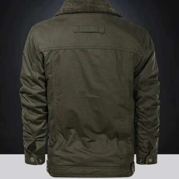 Men's Letter Printed Embroidered Fleece Jacket Sherpa Trucker Jacket Work Cargo Jacket Turn-Down Collar Warm Winter Cotton Jacket Vintage Casual Going Out Coat Multi-Pockets