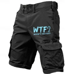 Men's Letter Printed Funny Slang Cargo Shorts Work Shorts Mid Waist Classic Casual Outdoor Camping & Hiking Multiple Pockets Designer Clothing Apparel