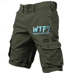 Men's Letter Printed Funny Slang Cargo Shorts Work Shorts Mid Waist Classic Casual Outdoor Camping & Hiking Multiple Pockets Designer Clothing Apparel