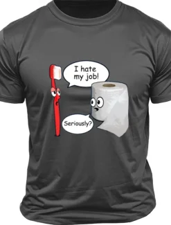 Men's Letter Printed Funny T Shirt Tee Top 100% Cotton Short Sleeve Graphic Shirt Black White Dark Grey Comfortable Tee Street Sports Outdoor Fashion Designer Clothing