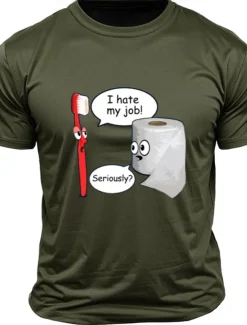 Men's Letter Printed Funny T Shirt Tee Top 100% Cotton Short Sleeve Graphic Shirt Black White Dark Grey Comfortable Tee Street Sports Outdoor Fashion Designer Clothing