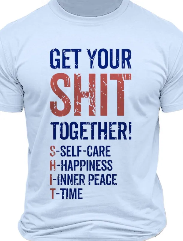 Men's Letter Printed Funny T Shirt Tee Top 100% Cotton Short Sleeve Graphic Shirt White Army Green Light Blue Comfortable Tee Street Sports Outdoor Fashion Designer Clothing