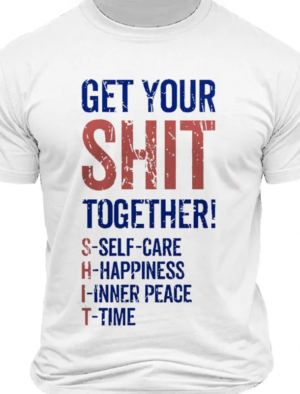 Men's Letter Printed Funny T Shirt Tee Top 100% Cotton Short Sleeve Graphic Shirt White Army Green Light Blue Comfortable Tee Street Sports Outdoor Fashion Designer Clothing