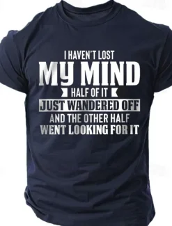 Men's Letter Printed Funny T Shirt Tee Top 100% Cotton Short Sleeve Graphic Shirt Black White Dark Blue Comfortable Tee Street Sports Outdoor Fashion Designer Clothing