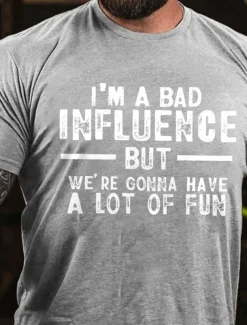 Men's Letter Printed Funny T Shirt Tee Top 100% Cotton Short Sleeve Graphic Shirt Heather Gray Black White Comfortable Tee Vacation Street Fashion Designer Clothing