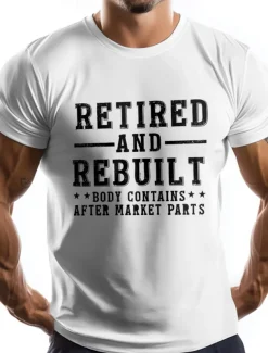 Men's Letter Printed Funny Retired T Shirt Tee Top 100% Cotton Short Sleeve Graphic Shirt Black White Army Green Comfortable Tee Vacation Street Fashion Designer Clothing