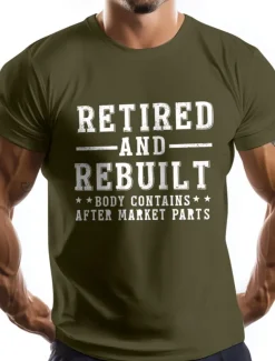 Men's Letter Printed Funny Retired T Shirt Tee Top 100% Cotton Short Sleeve Graphic Shirt Black White Army Green Comfortable Tee Vacation Street Fashion Designer Clothing