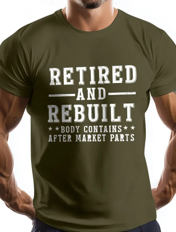 Men's Letter Printed Funny Retired T Shirt Tee Top 100% Cotton Short Sleeve Graphic Shirt Black White Army Green Comfortable Tee Vacation Street Fashion Designer Clothing