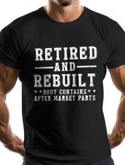 Men's Letter Printed Funny Retired T Shirt Tee Top 100% Cotton Short Sleeve Graphic Shirt Black White Army Green Comfortable Tee Vacation Street Fashion Designer Clothing