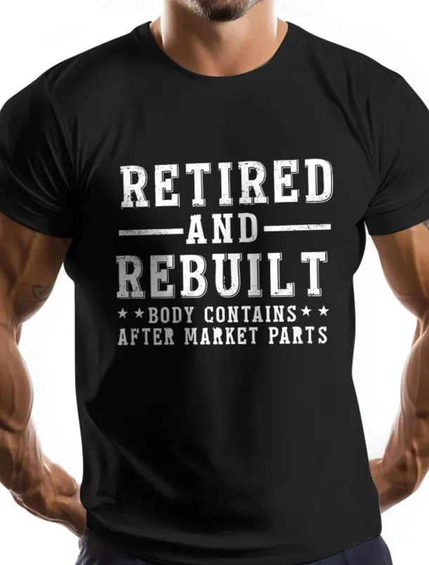 Men's Letter Printed Funny Retired T Shirt Tee Top 100% Cotton Short Sleeve Graphic Shirt Black White Army Green Comfortable Tee Vacation Street Fashion Designer Clothing