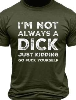 Men's Letter Printed Funny T Shirt Tee Top 100% Cotton Short Sleeve Graphic Shirt Black White Army Green Comfortable Tee Vacation Street Fashion Designer Clothing