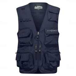 Men's Letter Printed Vest Waistcoat Gilet Tactical Practical Removable Casual Sports Outdoor Fishing Photography Mesh Side Pockets Quick Dry Fall Winter Collarless Sleeveless khaki Army Green Dark