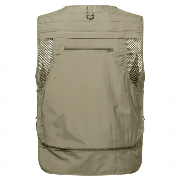 Men's Letter Printed Vest Waistcoat Gilet Tactical Practical Removable Casual Sports Outdoor Fishing Photography Mesh Side Pockets Quick Dry Fall Winter Collarless Sleeveless khaki Army Green Dark