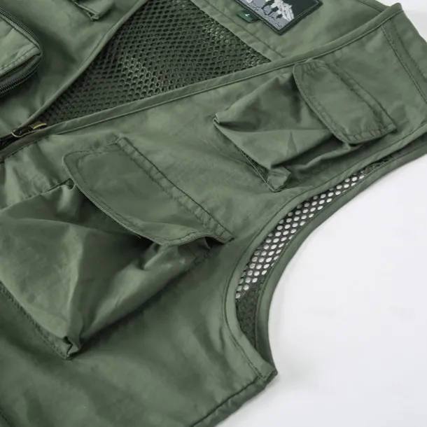 Men's Letter Printed Vest Waistcoat Gilet Tactical Practical Removable Casual Sports Outdoor Fishing Photography Mesh Side Pockets Quick Dry Fall Winter Collarless Sleeveless khaki Army Green Dark