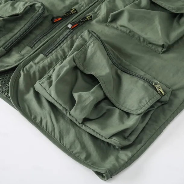 Men's Letter Printed Vest Waistcoat Gilet Tactical Practical Removable Casual Sports Outdoor Fishing Photography Mesh Side Pockets Quick Dry Fall Winter Collarless Sleeveless khaki Army Green Dark