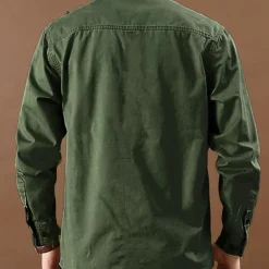 Men's Letter Printed Work Shirt Western Shirt Cargo Shirt Long Sleeve Casual Tactical Sports & Outdoor Going out Winter Spring & Fall Turndown Print Army Green Blue Khaki
