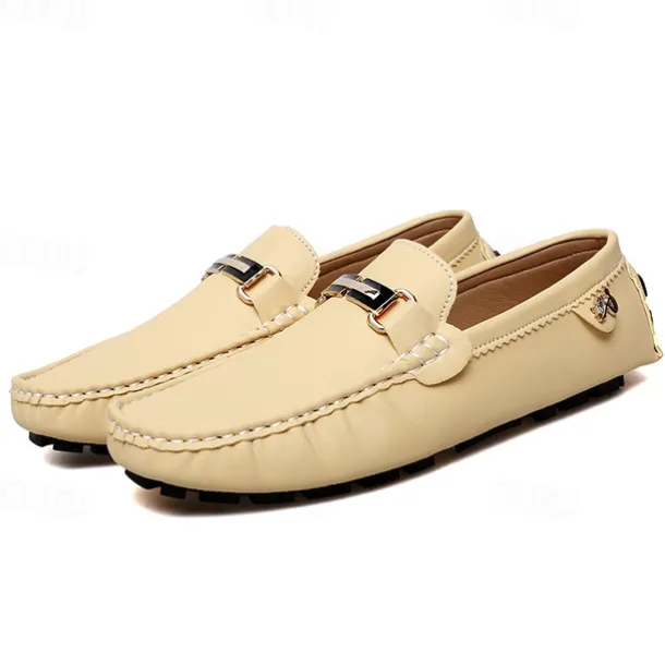 Men's Light Blue Driving Loafers - Casual Slip-On Moccasins with Metal Buckle Detail, Comfortable Shoes for Driving & Everyday Wear