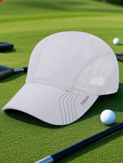 Men's Lightweight Breathable Golf Hat - Quick Dry Sports Cap with Mesh Panel, UV Protection, Adjustable for Outdoor Activities, Running, Tennis and Golf