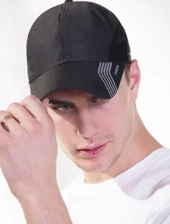 Men's Lightweight Breathable Golf Hat - Quick Dry Sports Cap with Mesh Panel, UV Protection, Adjustable for Outdoor Activities, Running, Tennis and Golf