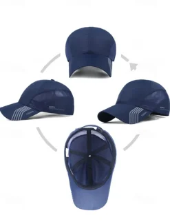 Men's Lightweight Breathable Golf Hat - Quick Dry Sports Cap with Mesh Panel, UV Protection, Adjustable for Outdoor Activities, Running, Tennis and Golf