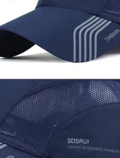 Men's Lightweight Breathable Golf Hat - Quick Dry Sports Cap with Mesh Panel, UV Protection, Adjustable for Outdoor Activities, Running, Tennis and Golf