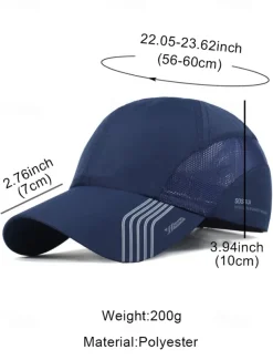 Men's Lightweight Breathable Golf Hat - Quick Dry Sports Cap with Mesh Panel, UV Protection, Adjustable for Outdoor Activities, Running, Tennis and Golf