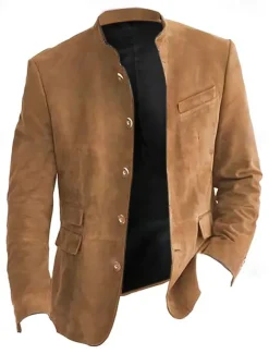 Men's Lightweight Jacket Casual Jacket Faux Suede Jacket Going out Soft Buckle Spring & Fall Casual Stand Collar Regular Light Khaki Black Navy Blue Khaki Army Green Jacket